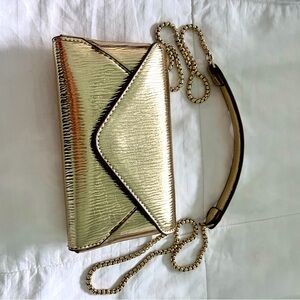 New Zara gold mini envelope clutch crossbody shoulder bag